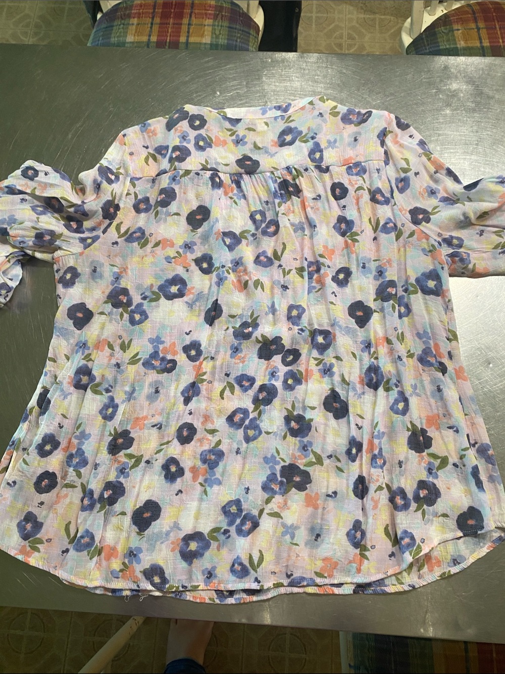 Zac & Rachel Pastel Floral Blouse in Lavender, Navy and Coral Women’s Size 3X - Picture 7 of 7
